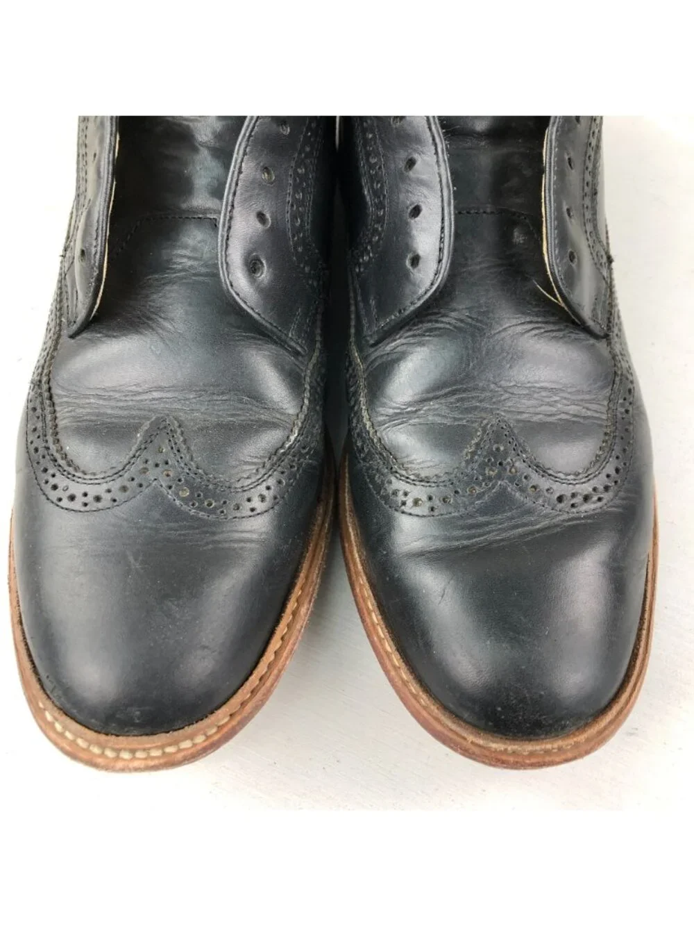 Frye Men's Size 11.5D James Black Leather Brogue Wingtip Oxfords Dress Shoes